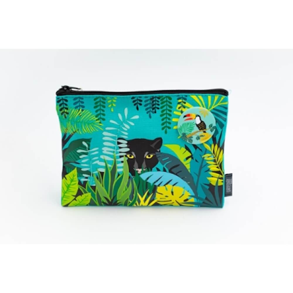 Panthère - Pochette en coton + badge Cartes d'art